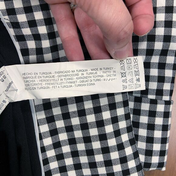 Bershka Black & White Gingham Open Front Blazer Jacket, 3/4 Sleeve Size Medium - Picture 9 of 12